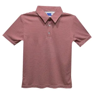 Red Fly Knit Striped Short Sleeve Polo